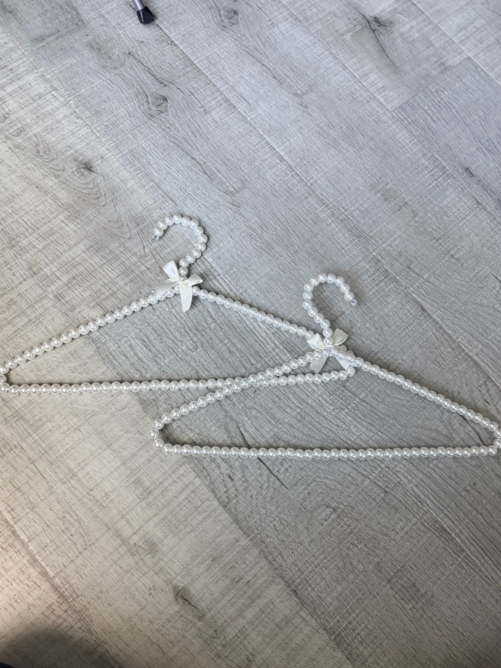 Pearl Beaded Decorative Hangers - White (Set of 2)